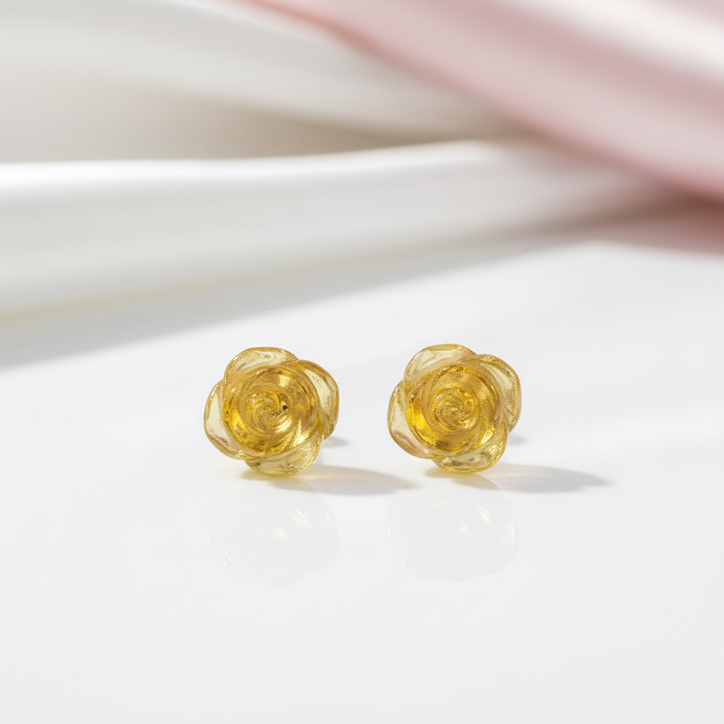 Rose Flower Stud Earrings-Black Diamonds New York