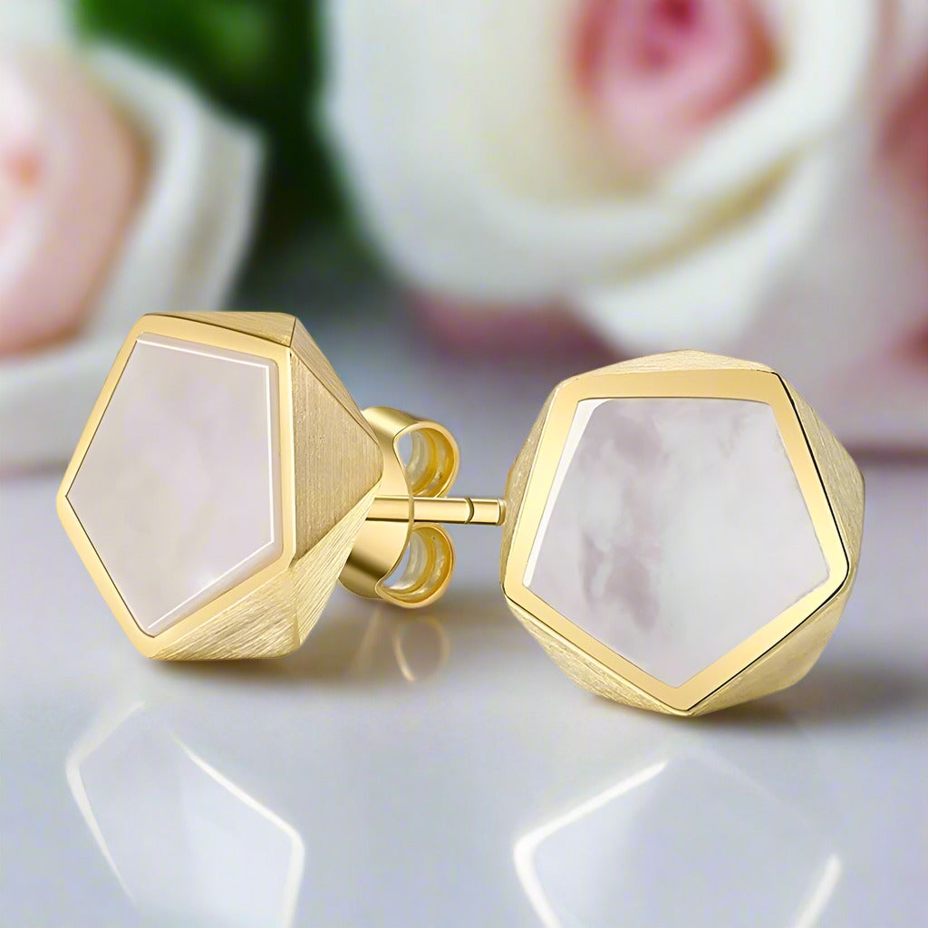 North European Style Geometric Angles Stud Earrings-Black Diamonds New York