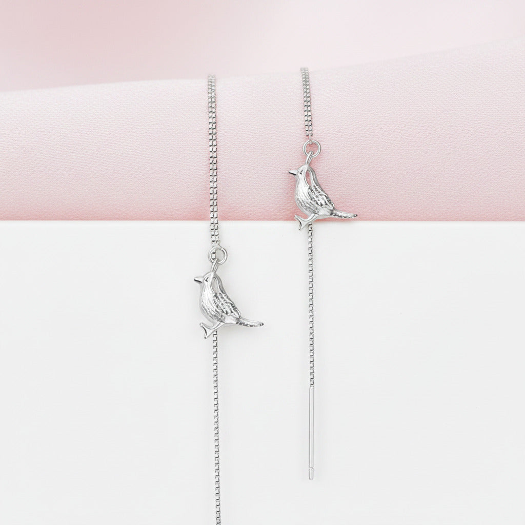 Cute Bird Drop Earrings-Black Diamonds New York
