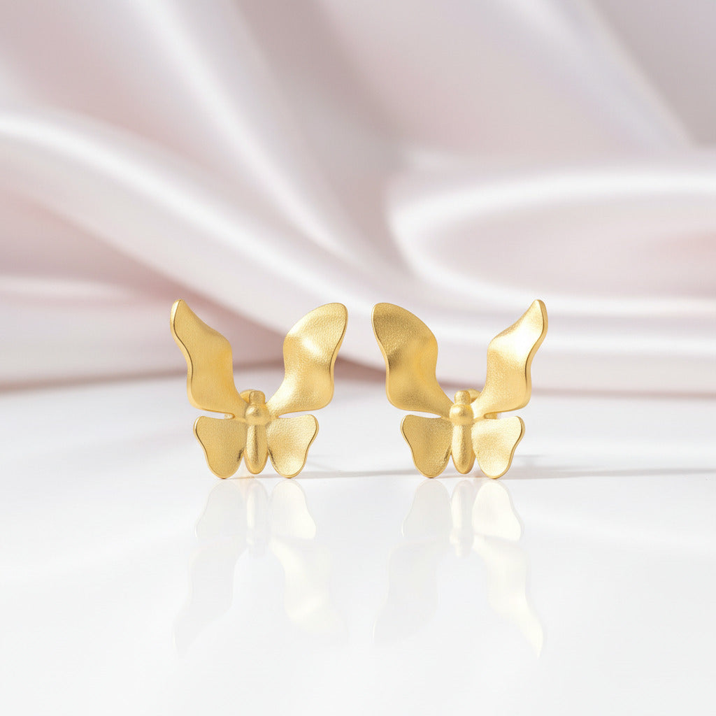 Cute Butterfly Stud Earrings-Black Diamonds New York