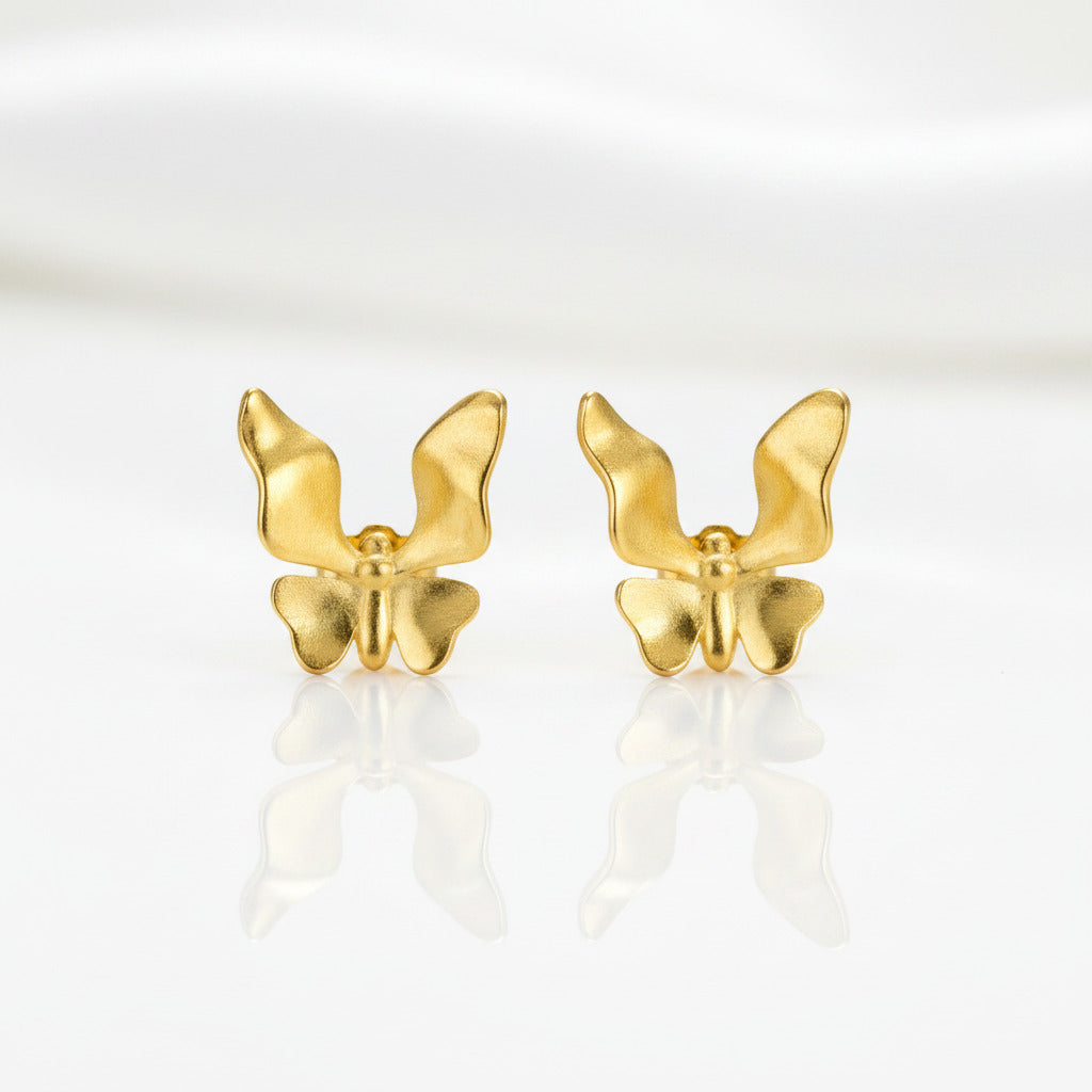 Cute Butterfly Stud Earrings-Black Diamonds New York