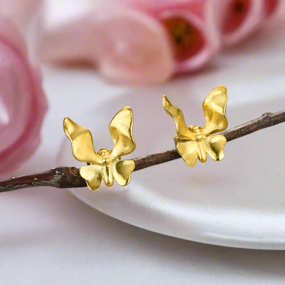 Cute Butterfly Stud Earrings-Black Diamonds New York