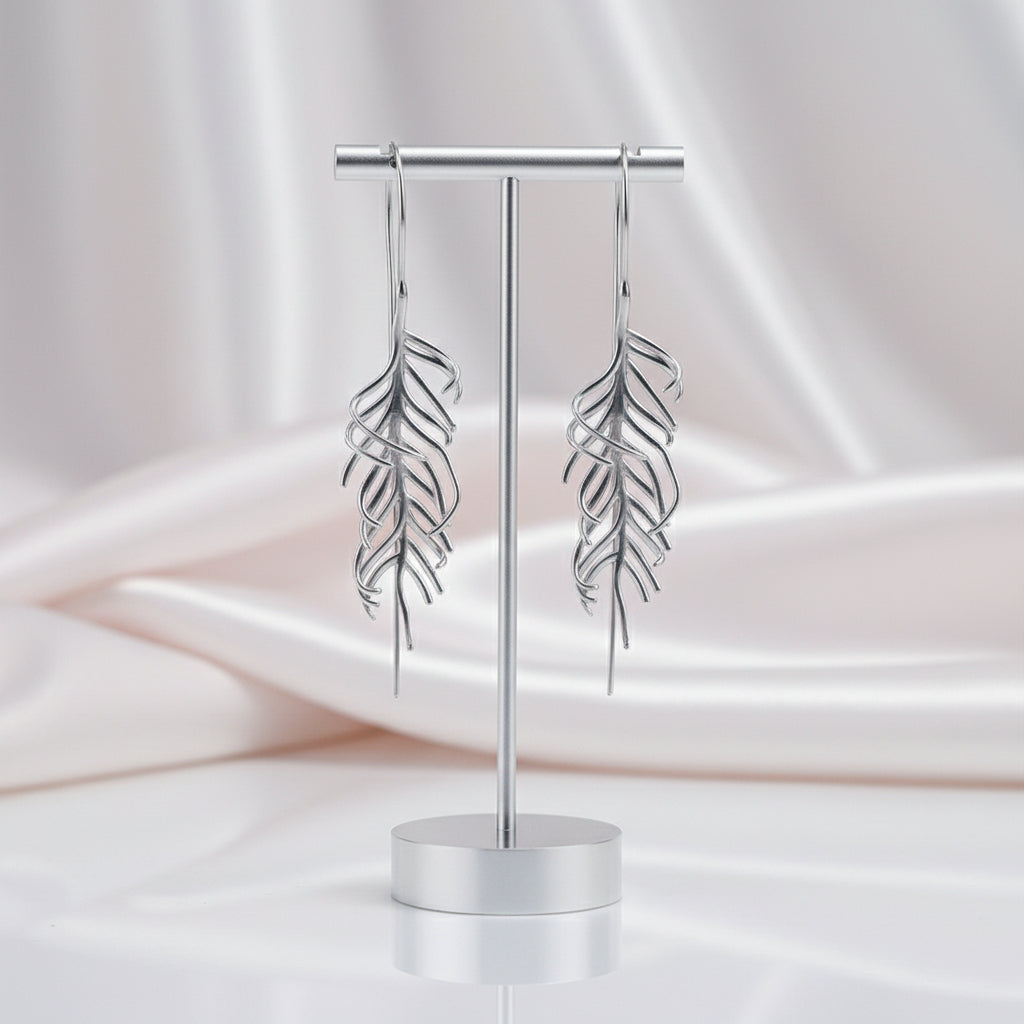 Fern Leaves Drop Earrings-Black Diamonds New York