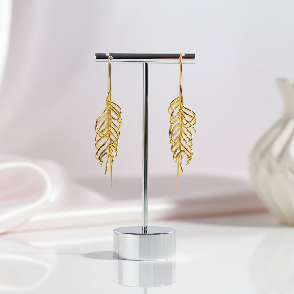 Fern Leaves Drop Earrings-Black Diamonds New York