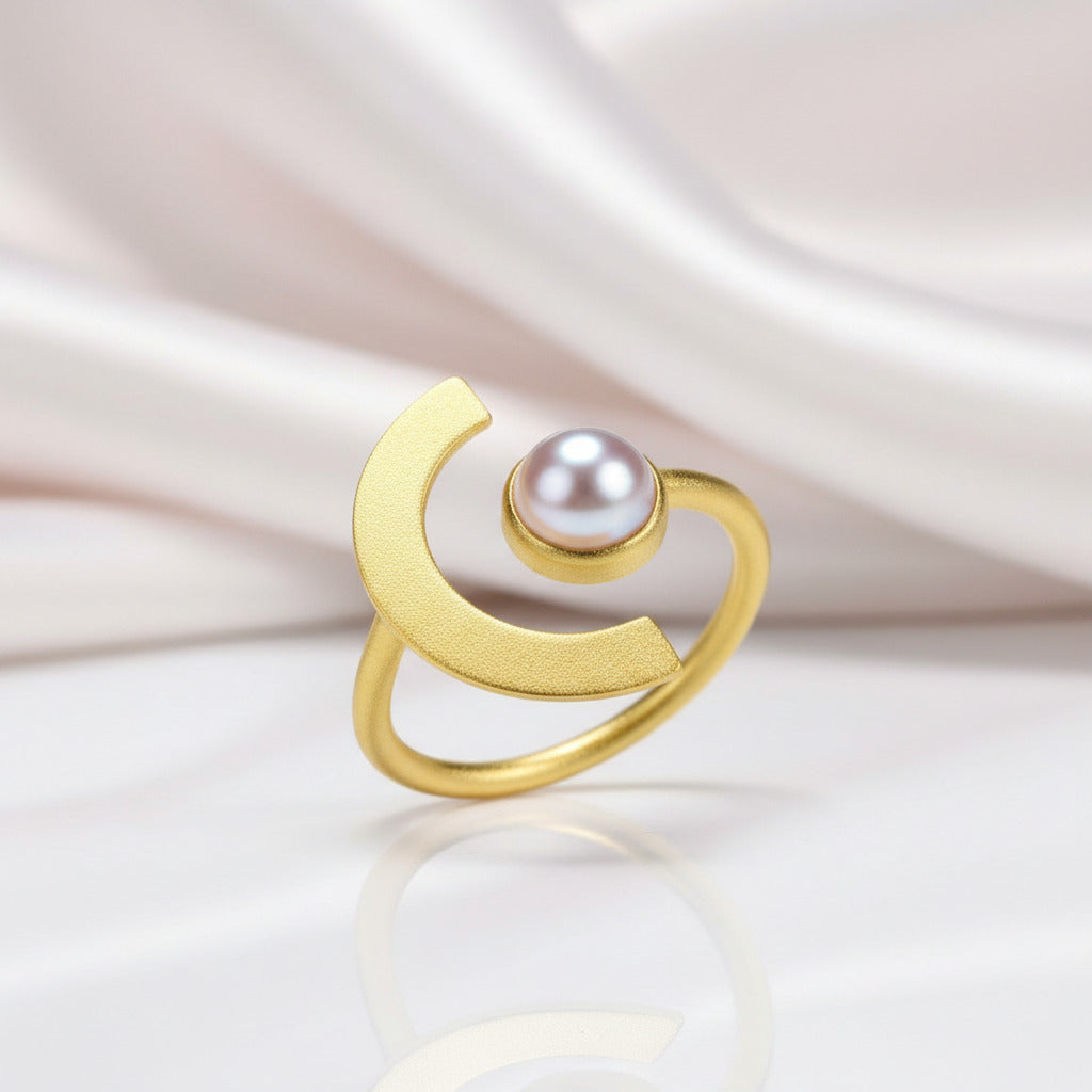 Minimalism Moonlight Adjustable Moonstone Ring-Black Diamonds New York