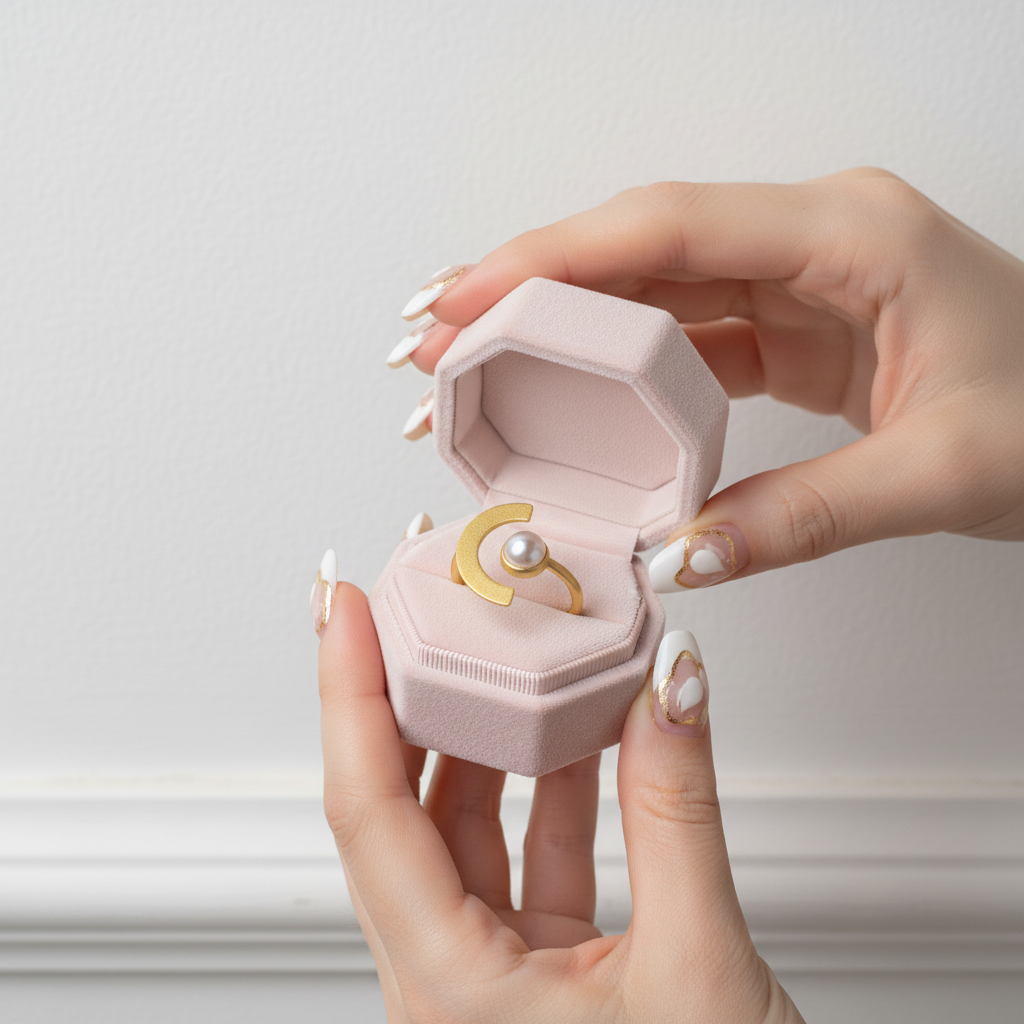 Minimalism Moonlight Adjustable Moonstone Ring-Black Diamonds New York