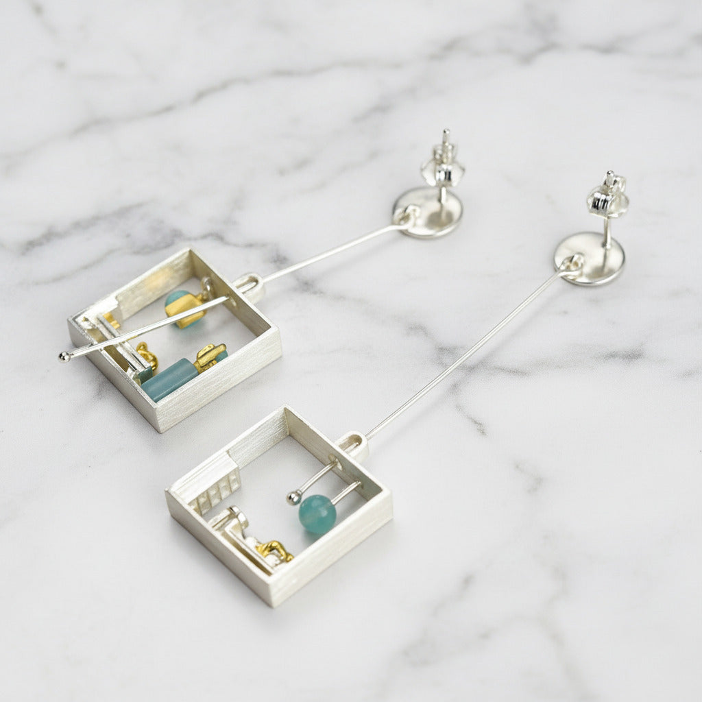 Lazy Cat at Home Necklace and Dangle Earrings-Black Diamonds New York
