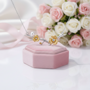 Plum Blossom Flower Necklace-Black Diamonds New York