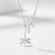 Dragonfly and Leaves Necklace-Black Diamonds New York
