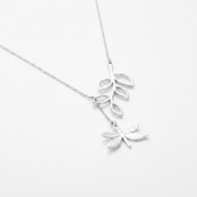 Dragonfly and Leaves Necklace-Black Diamonds New York