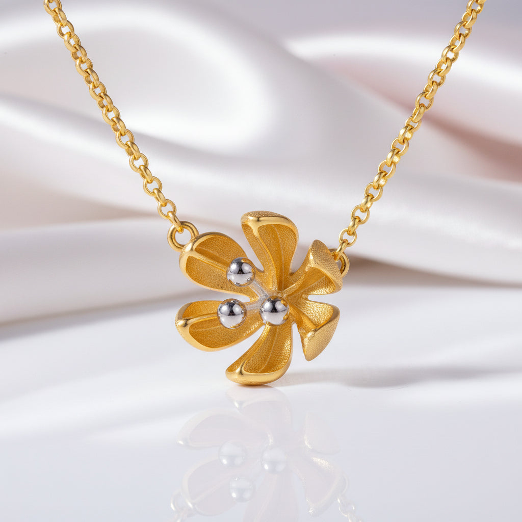 Fresh Blooming Flower Necklace-Black Diamonds New York