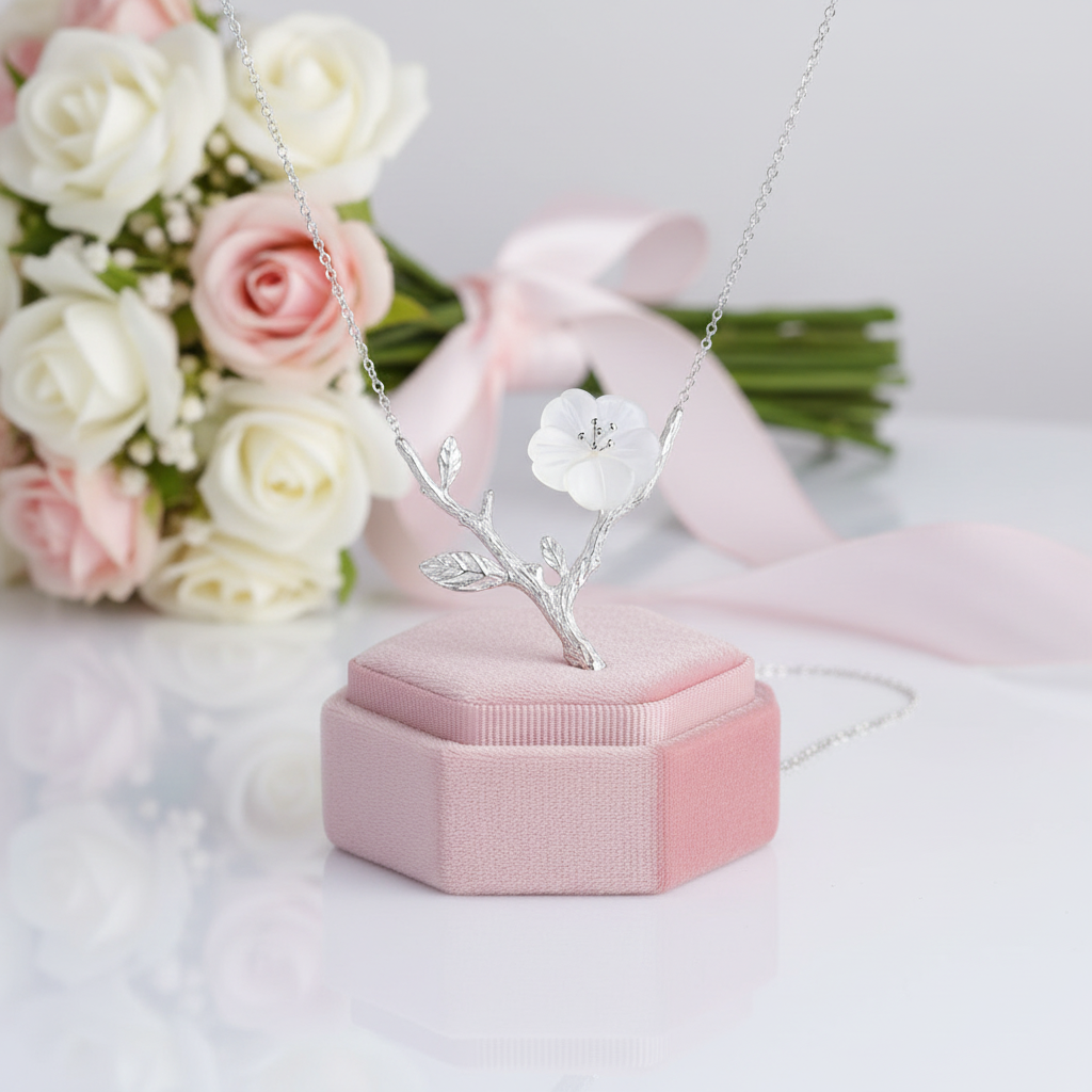 Delicate Flower in the Rain Necklace-Black Diamonds New York