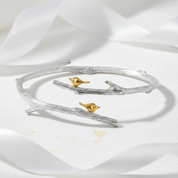 Birds on Black Branch Adjustable Bangle-Black Diamonds New York