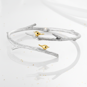 Birds on Branch Adjustable Bangle-Black Diamonds New York