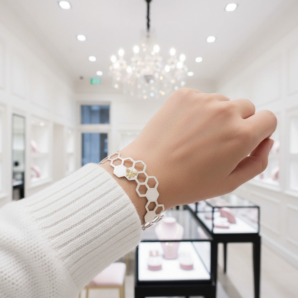 Honeycomb Home Guard Bangle-Black Diamonds New York