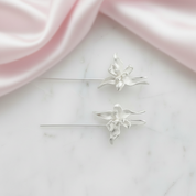 Elegant Iris Flower Dangle Earrings-Black Diamonds New York