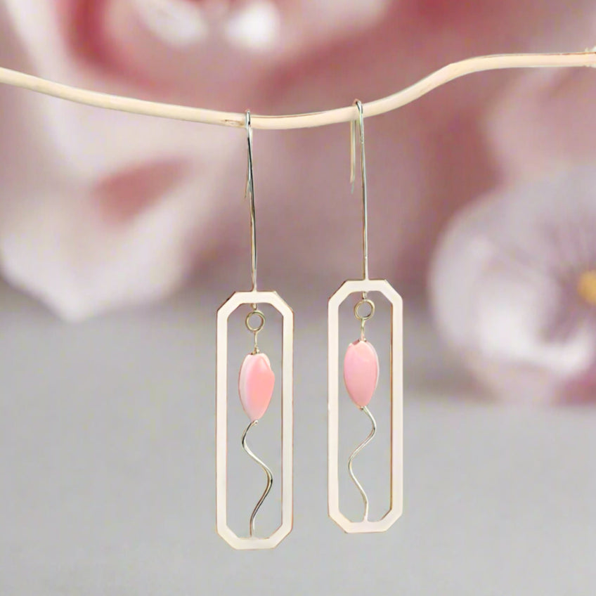 Shell Lily Flower Dangle Earrings-Black Diamonds New York