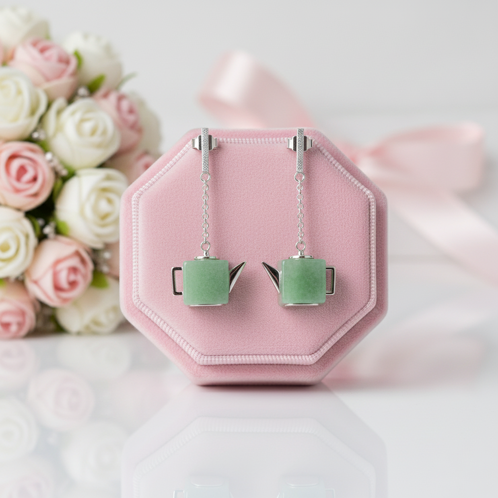 Vintage Square Teapot Dangle Earrings-Black Diamonds New York