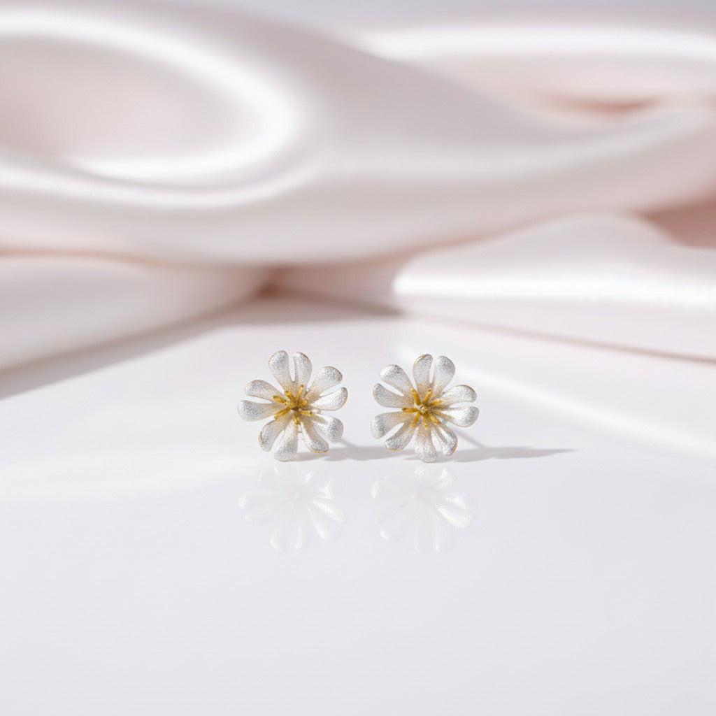 Wild Flower Stud Earrings-Black Diamonds New York