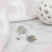 Vintage Curtain Stud Earrings-Black Diamonds New York