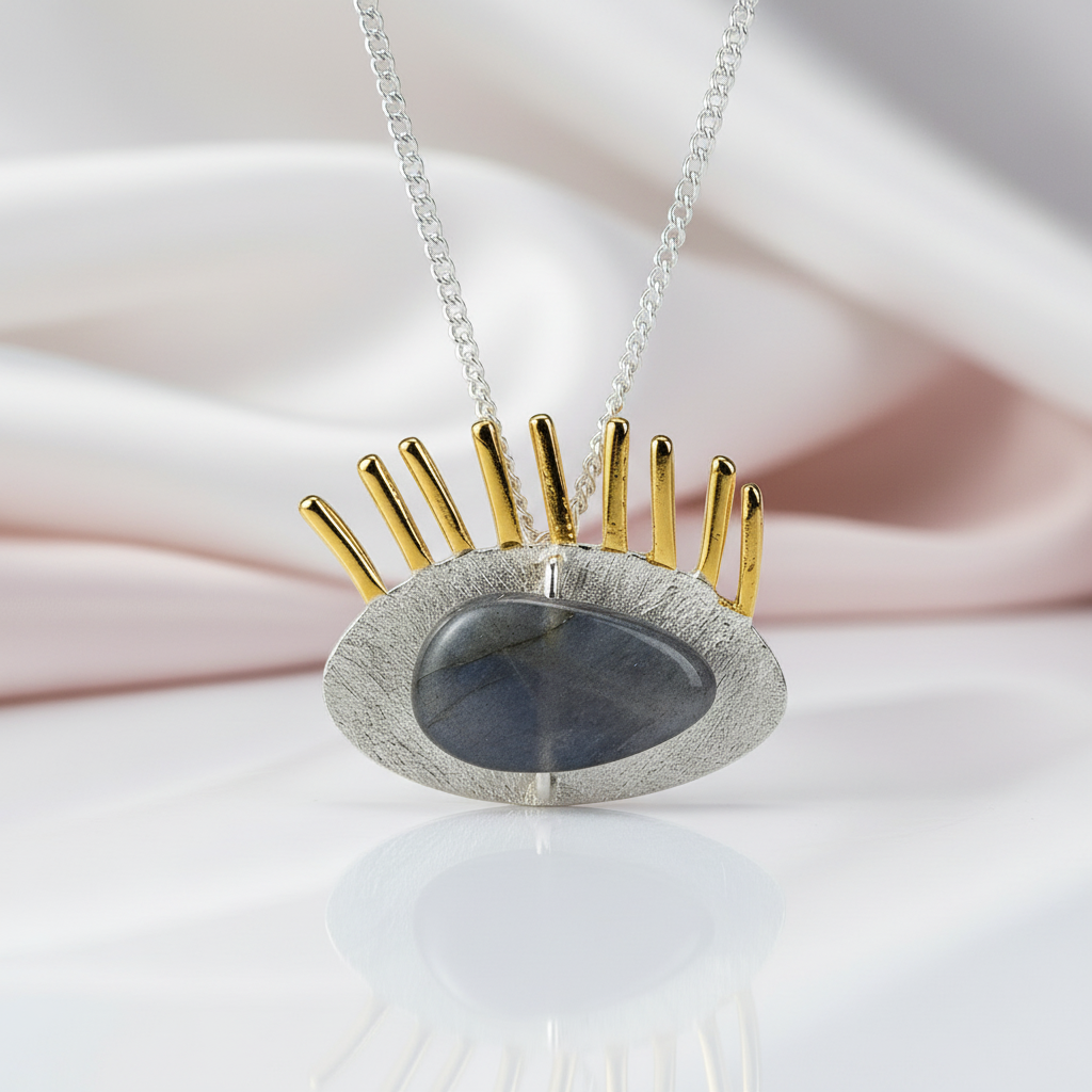 Golden Eyelashes Pendant-Black Diamonds New York