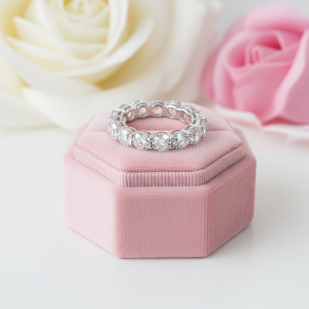 7.0 Ct 5mm Round Cut Full Eternity Diamond Wedding Band-Black Diamonds New York