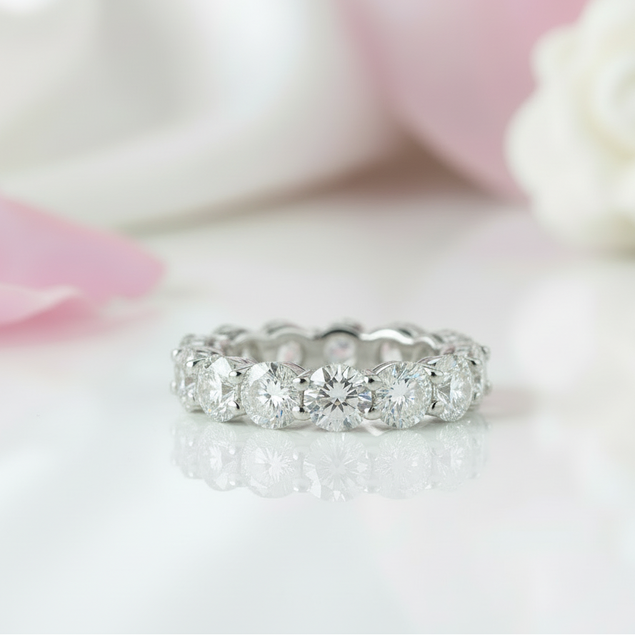 7.0 Ct 5mm Round Cut Full Eternity Diamond Wedding Band-Black Diamonds New York