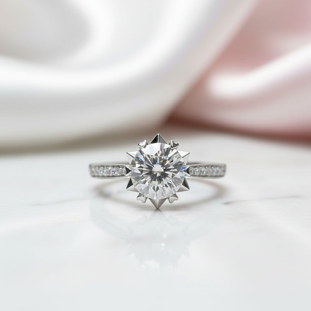 1.0 Ct Round Cut Diamond Option Snowflake Engagement Ring-Black Diamonds New York