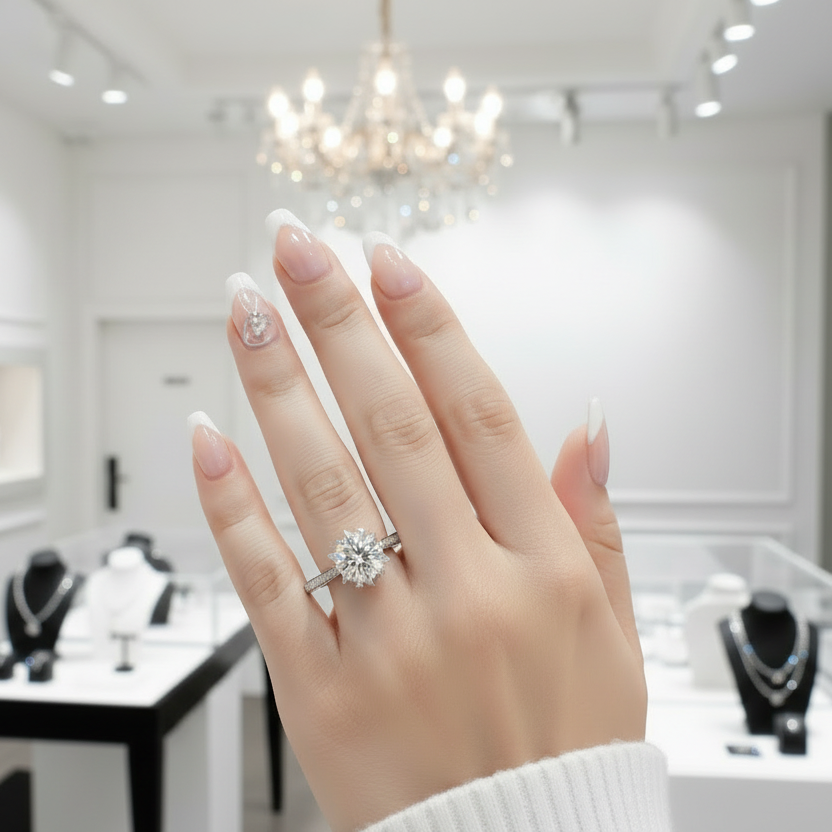 1.0 Ct Round Cut Diamond Option Snowflake Engagement Ring-Black Diamonds New York