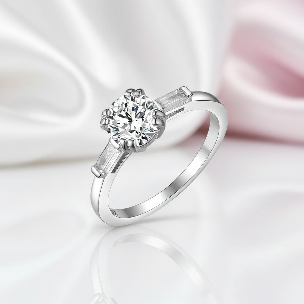1.0 Ct Round Cut D Color Diamond Option Engagement Ring-Black Diamonds New York