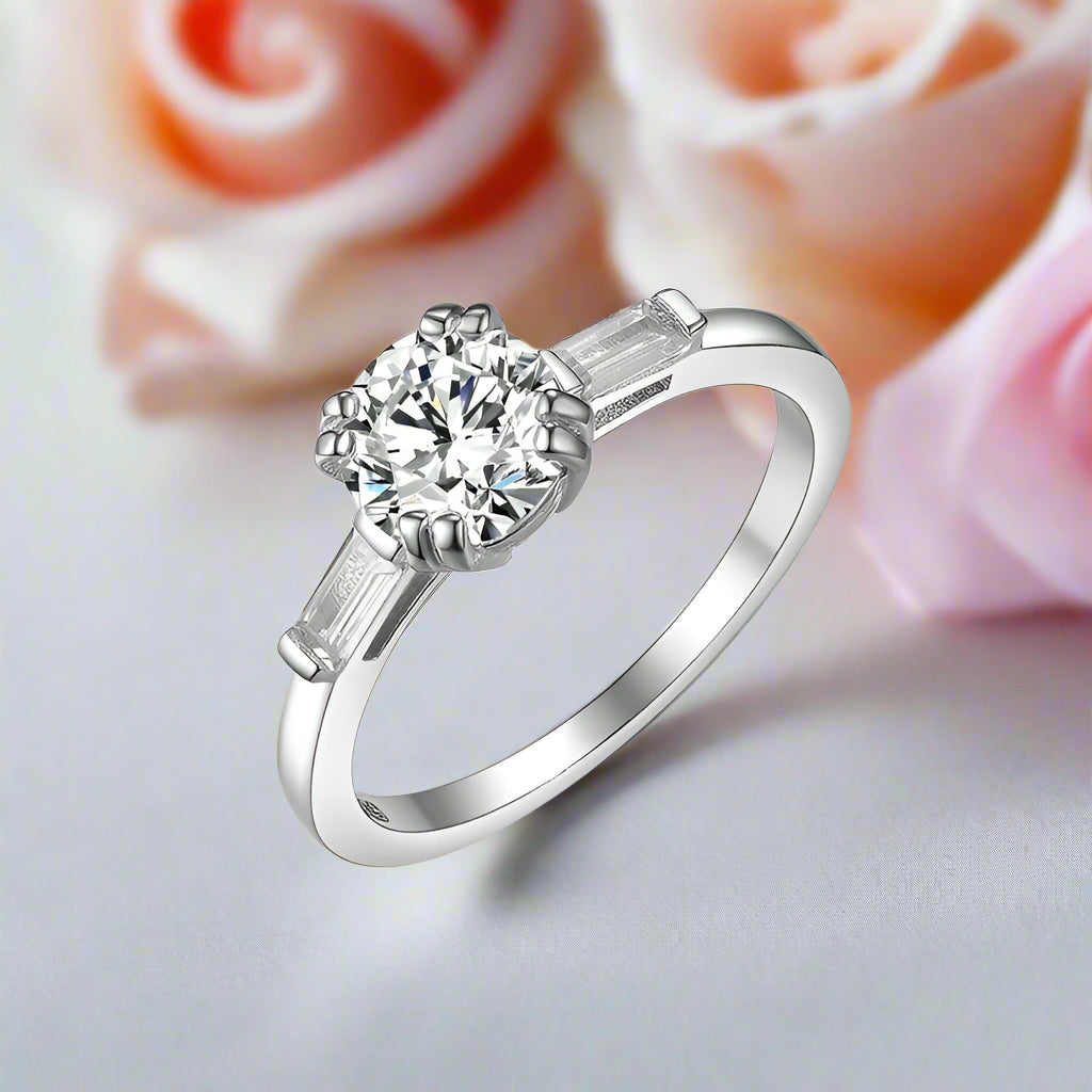 1.0 Ct Round Cut D Color Diamond Engagement Ring-Black Diamonds New York