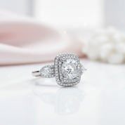 2.0 Ct Round Cut Diamond Option Double Halo Engagement Ring-Black Diamonds New York
