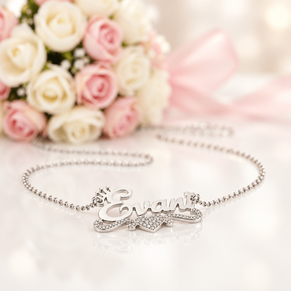 Full of Love Custom Name Diamond Option Necklace-Black Diamonds New York