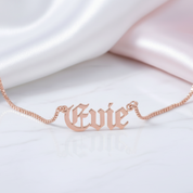 Custom Old English Name Cuban & Box Chain Necklace-Black Diamonds New York