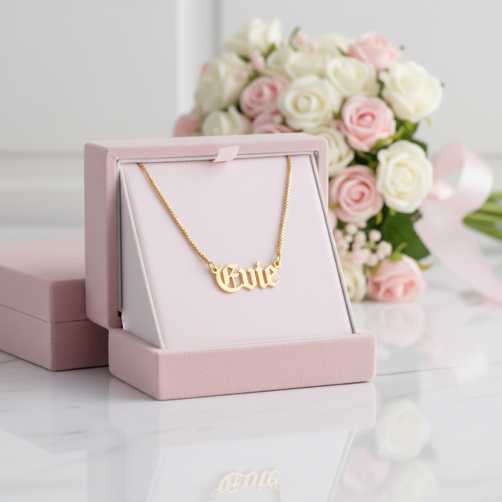 Custom Old English Name Cuban & Box Chain Necklace-Black Diamonds New York