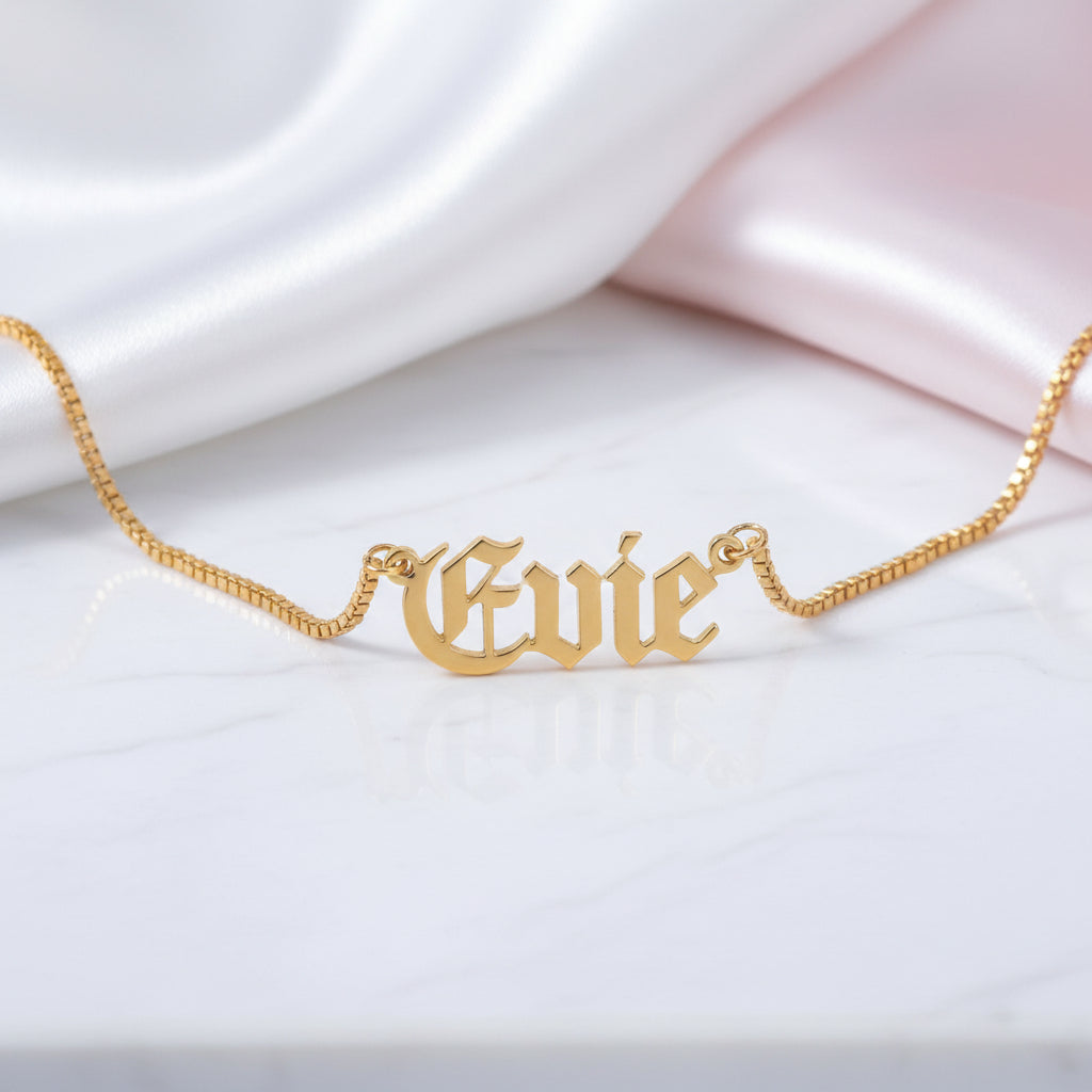 Custom Old English Name Cuban & Box Chain Necklace-Black Diamonds New York
