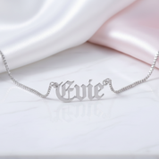 Custom Old English Name Cuban & Box Chain Necklace-Black Diamonds New York