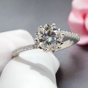 1.0 Ct Round Cut D Color Diamond Snowflake Engagement Ring-Black Diamonds New York