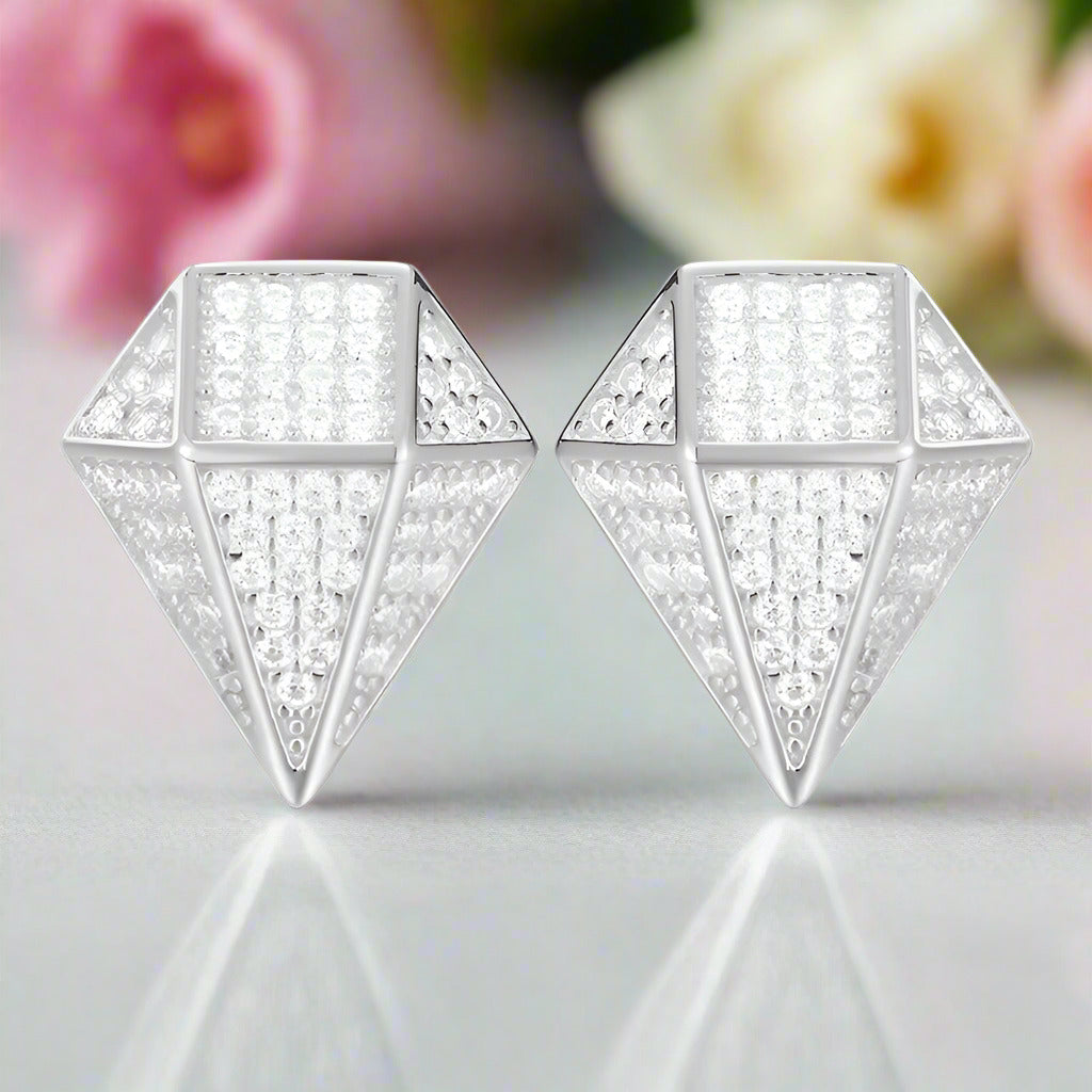 Diamond Rhombus Hip-Hop Earrings-Black Diamonds New York