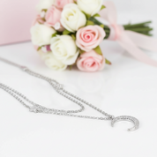 Moon & Star Double Layer Necklace-Black Diamonds New York