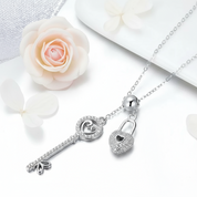 Key of Heart Lock Chain Necklace-Black Diamonds New York