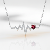 Red Garnet Heartbeat Love Pendant Necklace-Black Diamonds New York