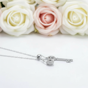 Key of Heart Lock Chain Necklace-Black Diamonds New York