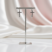 Classic Cross Black Diamond Option Stud Earrings-Black Diamonds New York