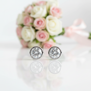 Solid White Gold 5mm Diamond Stud Bubble Earrings-Black Diamonds New York