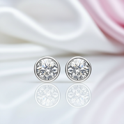 Solid White Gold 5mm Diamond Stud Bubble Earrings-Black Diamonds New York