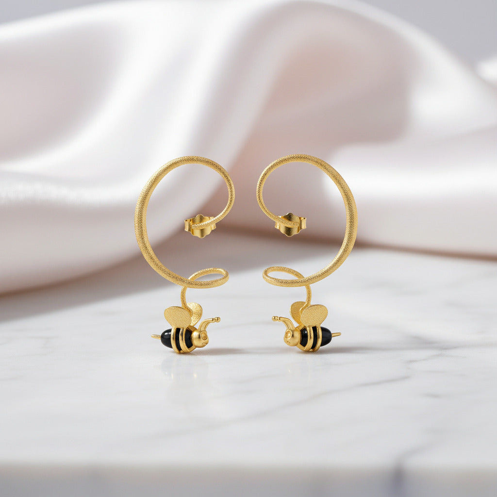 Honey Bee Dangle Earrings-Black Diamonds New York