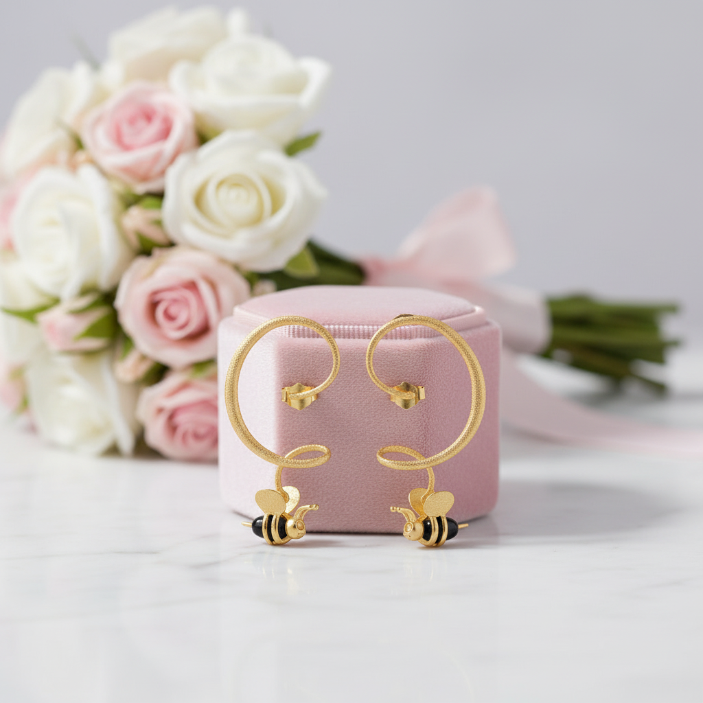 Honey Bee Dangle Earrings-Black Diamonds New York