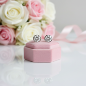 Solid White Gold 5mm Diamond Stud Bubble Earrings-Black Diamonds New York