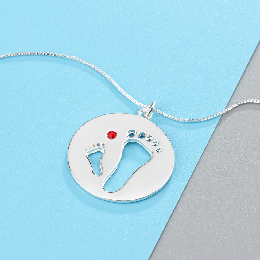 Personalized Footprint Necklace with Birthstone-Black Diamonds New York
